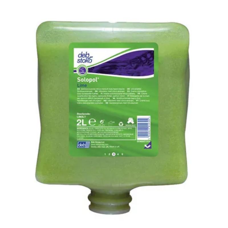 Deb Solopol Lime HDHC Cormeal Hand Scrub 2 Litre Bladder - Each