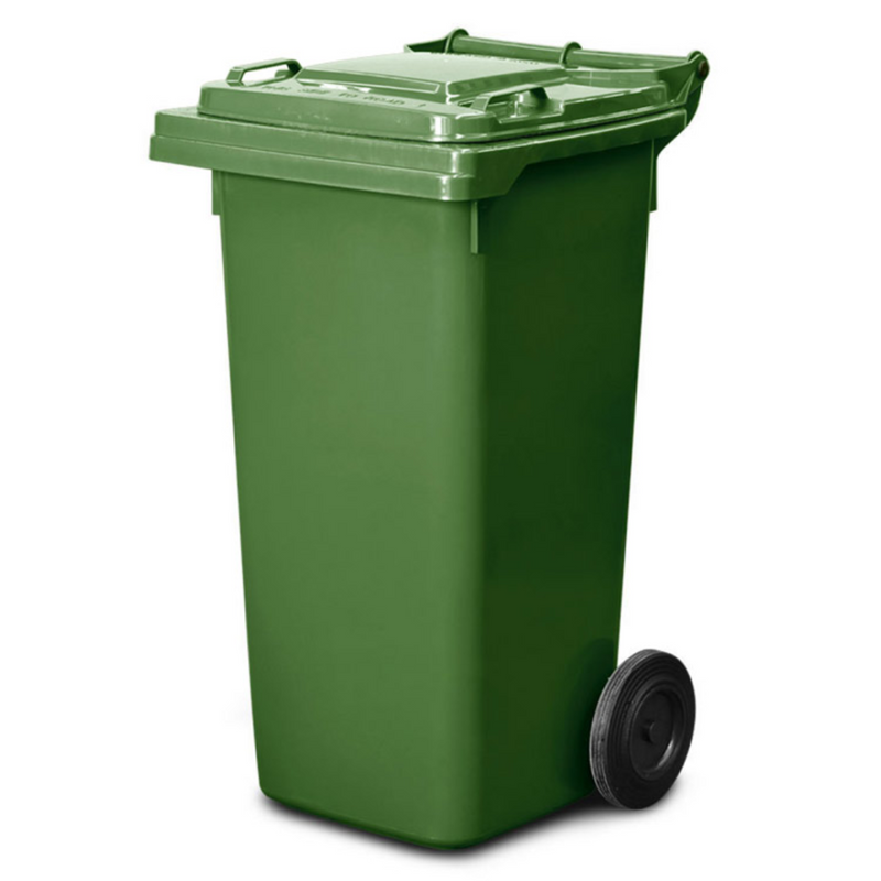 Commercial Grade Council Wheelie Rubbish Bin 120L Nature Green - Each