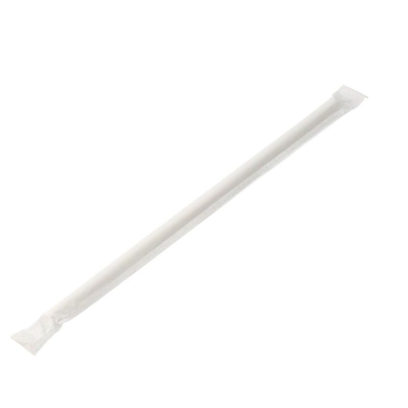 Paper Straw Individually Wrapped Regular 3 Ply White Paper Straws - Box = 2,500