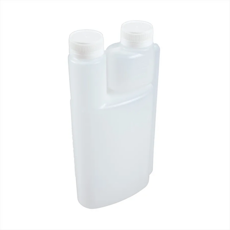 Plastic Chamber Bottle with Cap for Chemical / Oil Mixing - Each