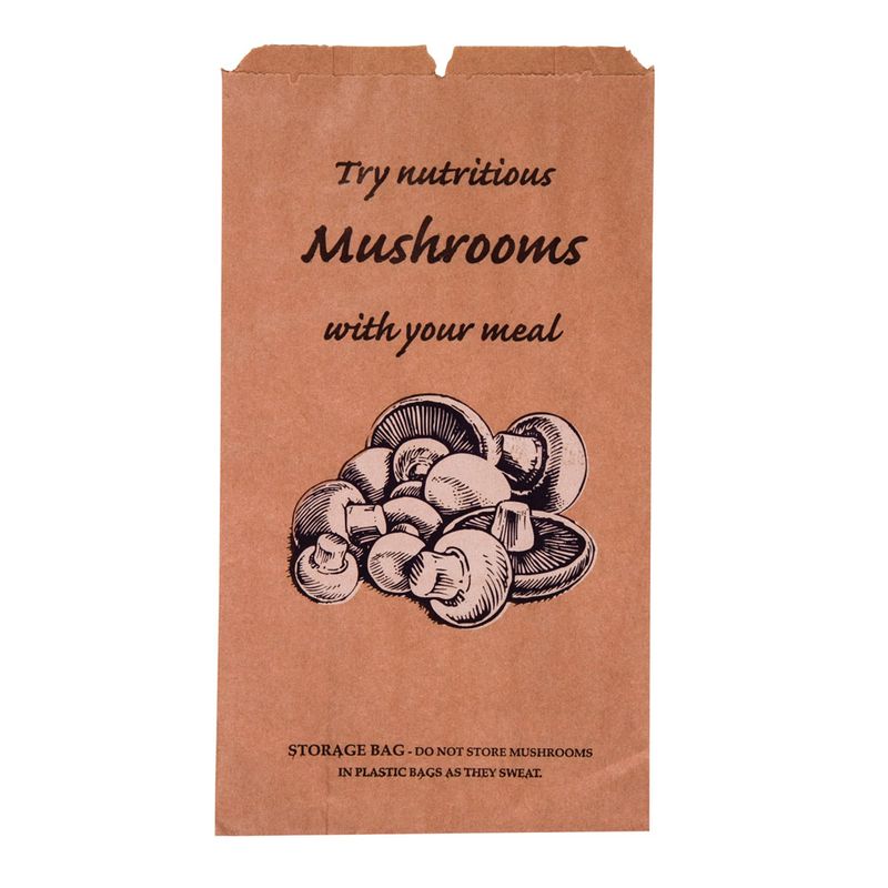 Mushroom Paper Bag 275mm(L) x 165mm(W) + 75mm(G) - BOX=500