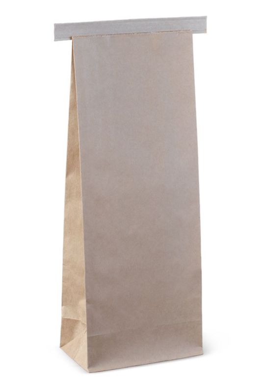 Small Brown Paper Polylined Paper Tin Tie Bags (no window)  235mm(L) x 88mm(W) + 47mm(G) - Box of 500