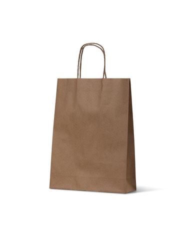 Small Brown Loop Handle Paper Carry Bags 350mm(L) x 260mm(W) + 110mm(G) - EACH =1 / BOX=250