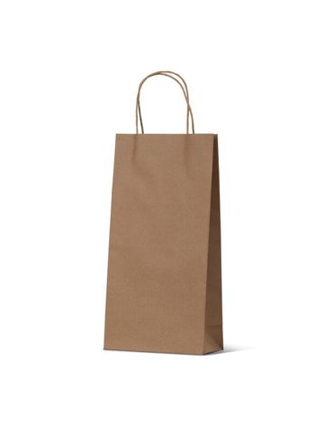 Double Brown Wine Bottle Loop Handle Paper Carry Bags 360mm(L) x 180mm(W) x 90mm(G) - PACK=10 / BOX=100