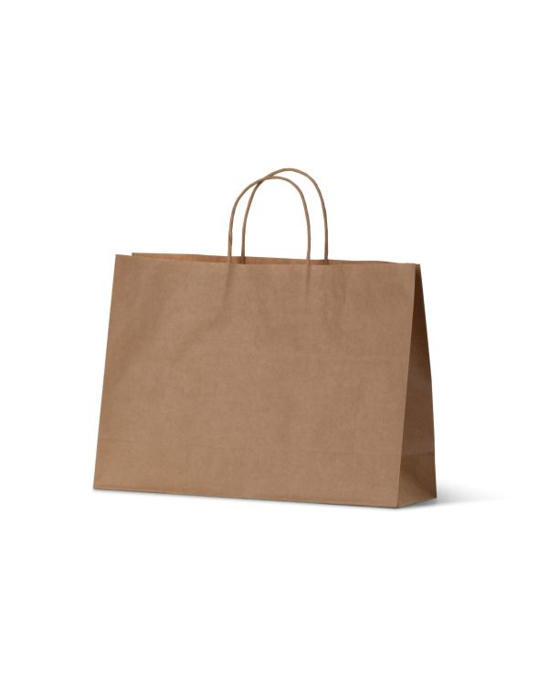 Small Brown Boutique Loop Handle Paper  Carry Bags 250mm(L) x 350mm(W) x 110mm(G) - EACH=1 / BOX=250