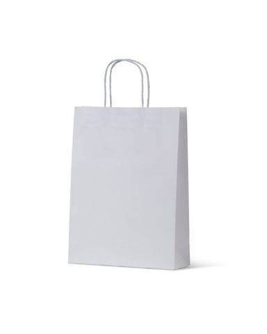 Small White Loop Handle Paper Carry Bags 350mm(L) x 260mm(W) + 110mm(G) - EACH=1 / BOX=250