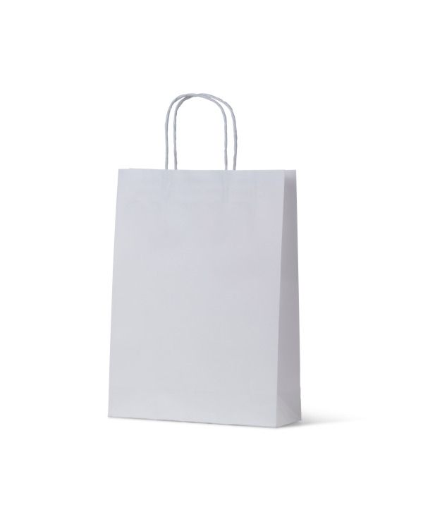 Small White Loop Handle Paper Carry Bags 350mm(L) x 260mm(W) + 110mm(G) - EACH=1 / BOX=250