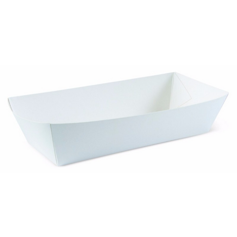 White Hot Dog Food Tray 190mm(L) x 70mm(W) x 50mm(H) -  Box of 250