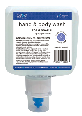 Zexa 9710 Hand and Body Wash 1,200 pumps per 1L - Box = 6 x 1L ***CLEARANCE***