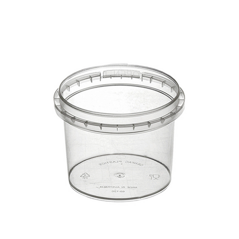 Tamper Evident Clear Round Container Bases 120ml / 69mm Diameter - Box of 1,000