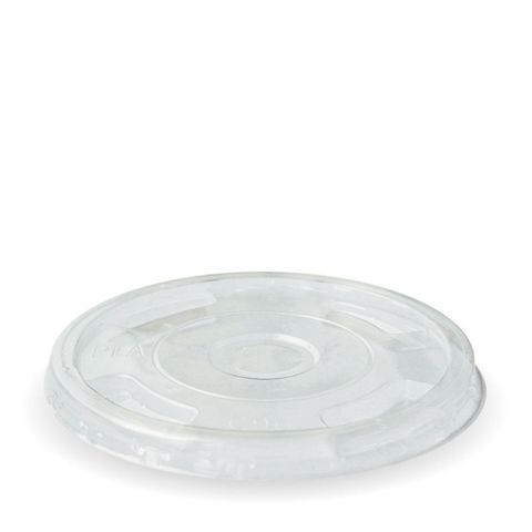 Biopak Clear Plastic PET Flat Lids With Hole suit 12oz - 22oz 92mm Diameter PET. Cups - SLEEVE=50 / BOX=1,000