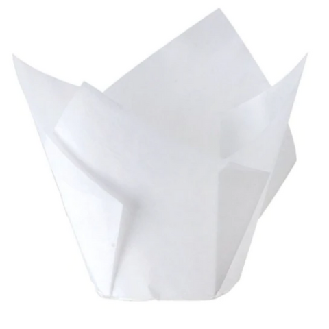 White Paper Muffin Tulip Liners Moulds 50mm Base - PACKET=200 / BOX=5,000