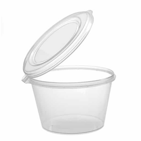 Sauce Containers 100ml with Attached Hinged Lids - SLEEVE=50 / BOX=500