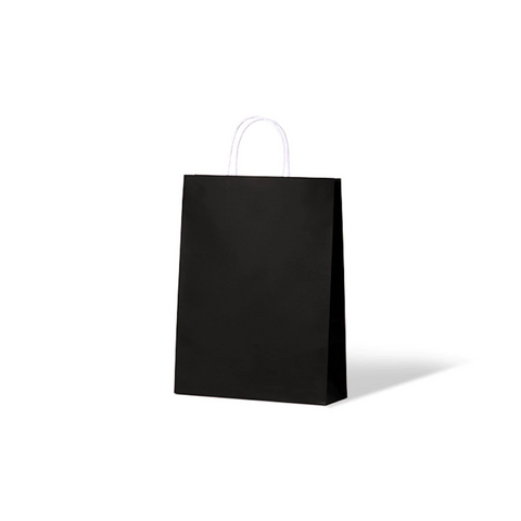 Small Jet Black Loop Handle Paper Carry Bags 350mm(L) x 260mm(W) + 90mm(G) - Box of 250