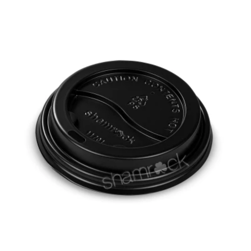 Black Shamrock Branded Hot Cup Sipper Lid for 8oz/12oz/16oz 90mm Rim Hot Cups - Box of 1,000