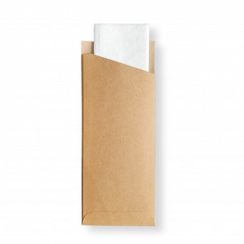 Brown Cutlery Pouches with White Napkin Included - Box of 1,000