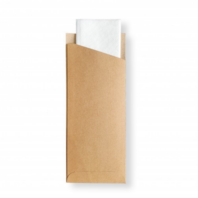 Brown Cutlery Pouches with White Napkin Included - Box of 1,000