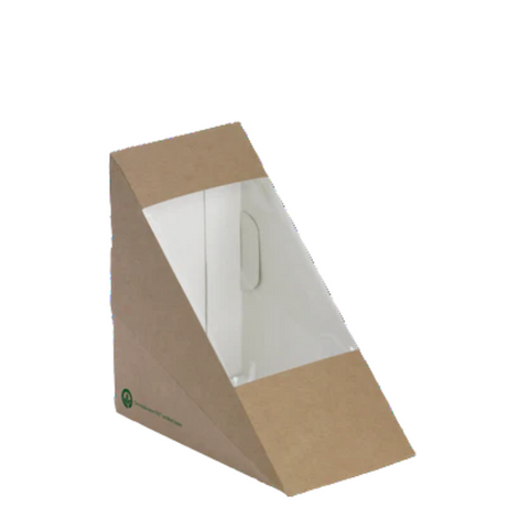 BioPak Medium Sandwich BioBoard Wedges 123mm(W) x 72mm(H) x 123mmmm(L) - BOX=500 / SLEEVE=250