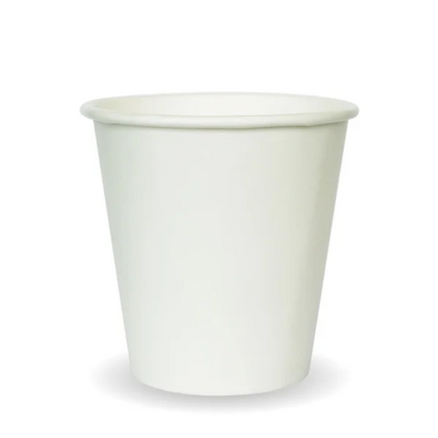 BioPak 6oz / 230ml Single Wall Biodegradable PLA Coffee Cups Plain White 80mm Diameter - Box of 1,000