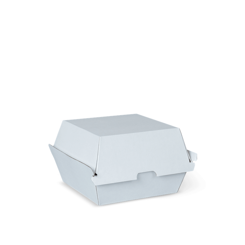 Detpak White Corrugated Board Burger Clam Boxes Cardboard 105mm(L) x 105mm(W) x 85mm(H) - Box of 260