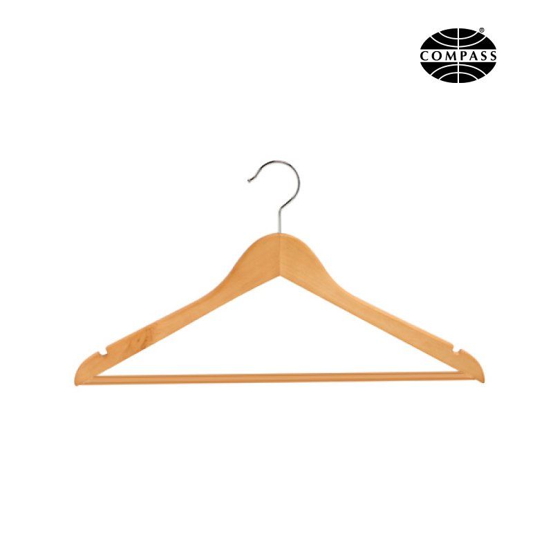 Natural Wooden Standard Coat Hanger 12mm with Hook - Each