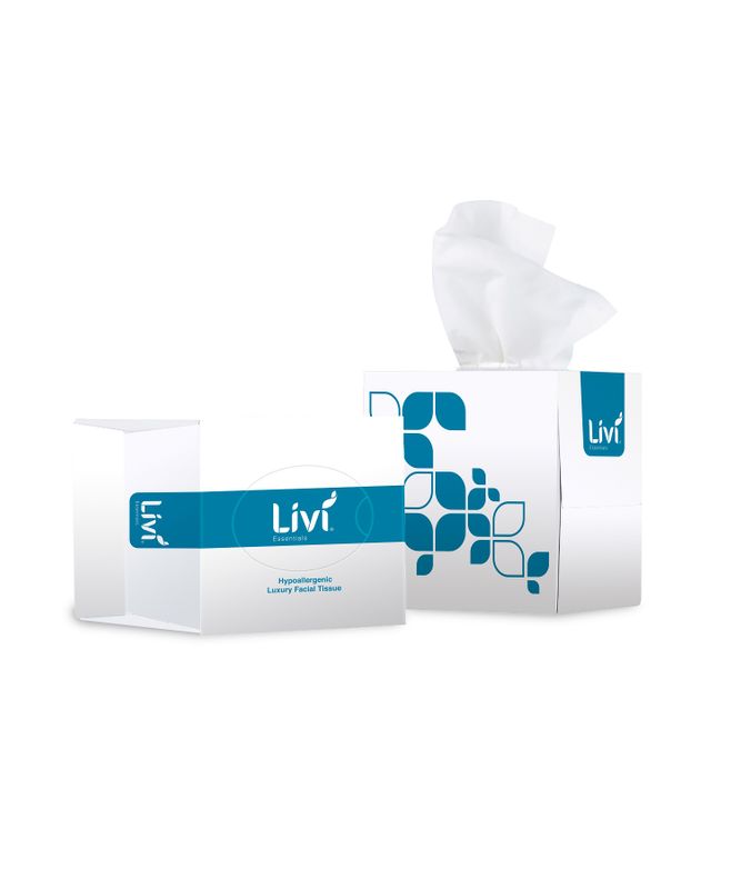 Livi Essentials Facial Tissues 2 Ply Packs of 90 - Box of 24