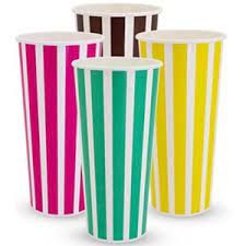 Milkshake Paper CUPS 22oz / 620ml Candy Stripe Rainbow Design - SLEEVE=25 / BOX=500