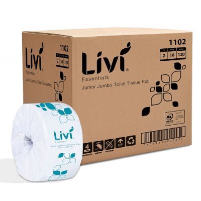 Livi 1102 Junior Jumbo Toilet Paper Rolls 250 Sheets per pack - Box of 36 Packs
