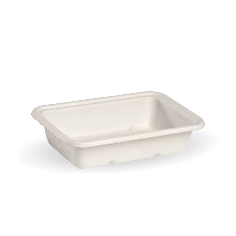 BioPak Bio Cane 500ml White Rectangular Takeaway Bases - Box of 500