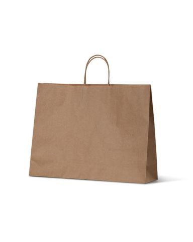 Boutique Wide Midi Brown Loop Handle Paper Carry Bags 310mm(L) x 420mm(W) + 110mm(G) - EACH=1 / BOX=250