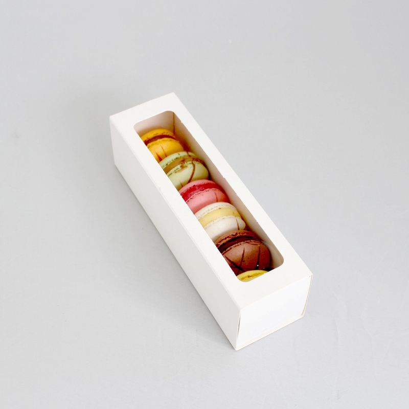 Loyal Bakeware 6 Macaron Box with Window Lid, Rectangular 7"W x2"L x 2"H - Set Includes Box and Lid with Window - Box of 50