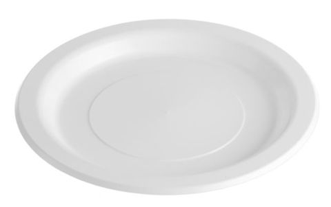 Plastic Round White Plate 9" / 230mm - PACK=50 / BOX=500 - **(Restricted Use Item - Qualifying Customers Only)