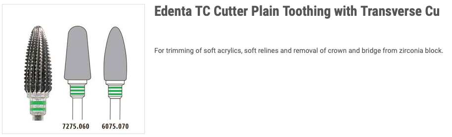 Edenta TC Cutter Plain Toothing with Transverse Cutter
