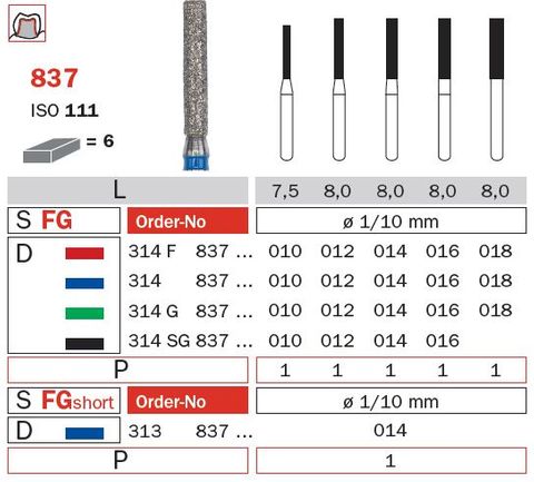 Diaswiss FG S/Shank X-Long F/Fissure 837L/014 Med