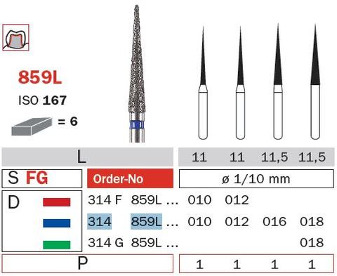 Diaswiss FG Long Needle 859L Diamond Bur