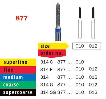 Modified Beveled End Cylinder 877 Diamond Bur