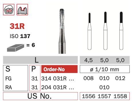 Diaswiss FG T/Carbide Round End 31R