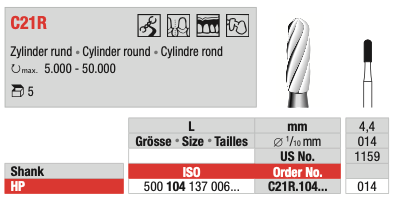 Edenta HP Tungsten Carbide Cylinder C21R