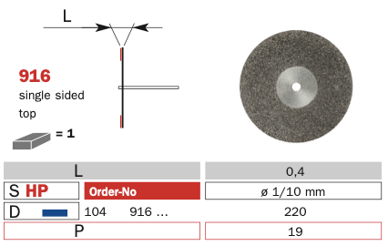 Diaswiss Flexible Single Sided Top Disc 916/220 Me