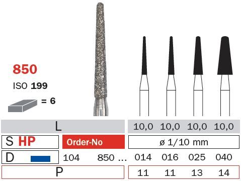 Diaswiss HP Long Rnd End Taper 850 Diamond