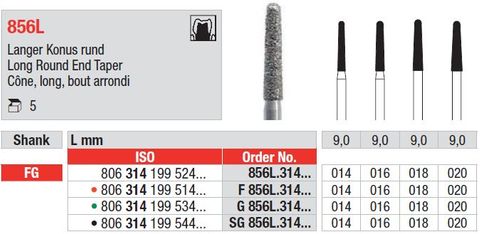 Edenta FG X-Long Round End Taper 856L