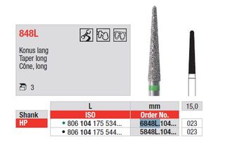 Edenta HP Diamond Flat End Taper Long 848L/023