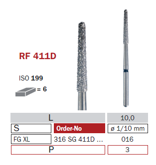 Diaswiss FG XL Surgical Diamond 411D/016 X-Coarse