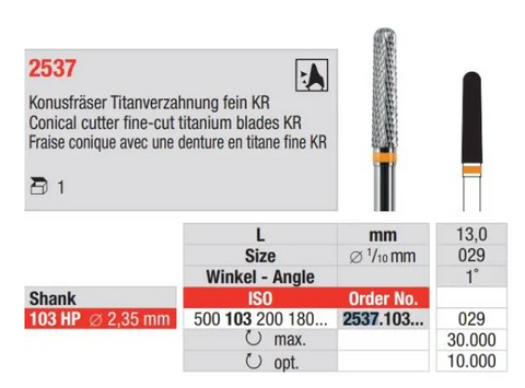 Edenta Conical Cutter 2537/029