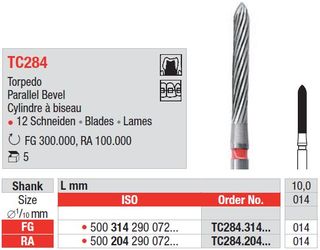 Edenta FG T/Carbide Finishing 12 Fluted 284/014