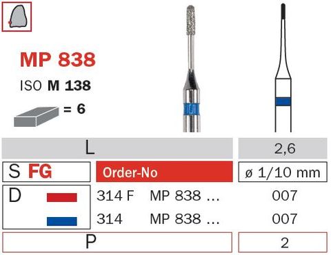 Microprep Round End F/Fissure 838 Diamond