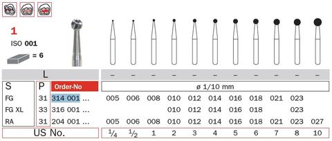 Diaswiss FG Tungsten Carbide Extra Long Round