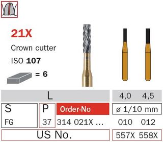 Diaswiss FG Crown Cutter Flat End 21X/010