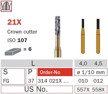 Diaswiss FG Crown Cutter Flat End 21X