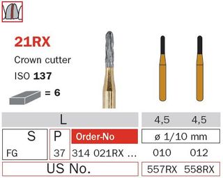 Diaswiss FG Crown Cutter Rnd End 21RX/012